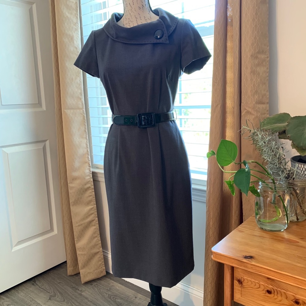 Tahari Grey Sheath Dress
